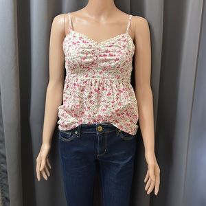 Beautiful Decree Lined Cotton Floral Cami Tank Adjustable Straps Sz Small